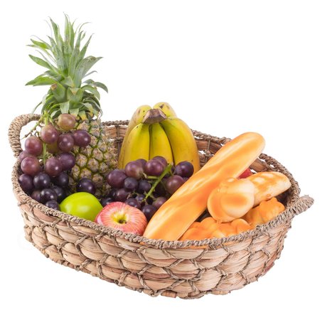 VINTIQUEWISE Seagrass Fruit Bread Basket Tray with Handles, Large QI003546.L